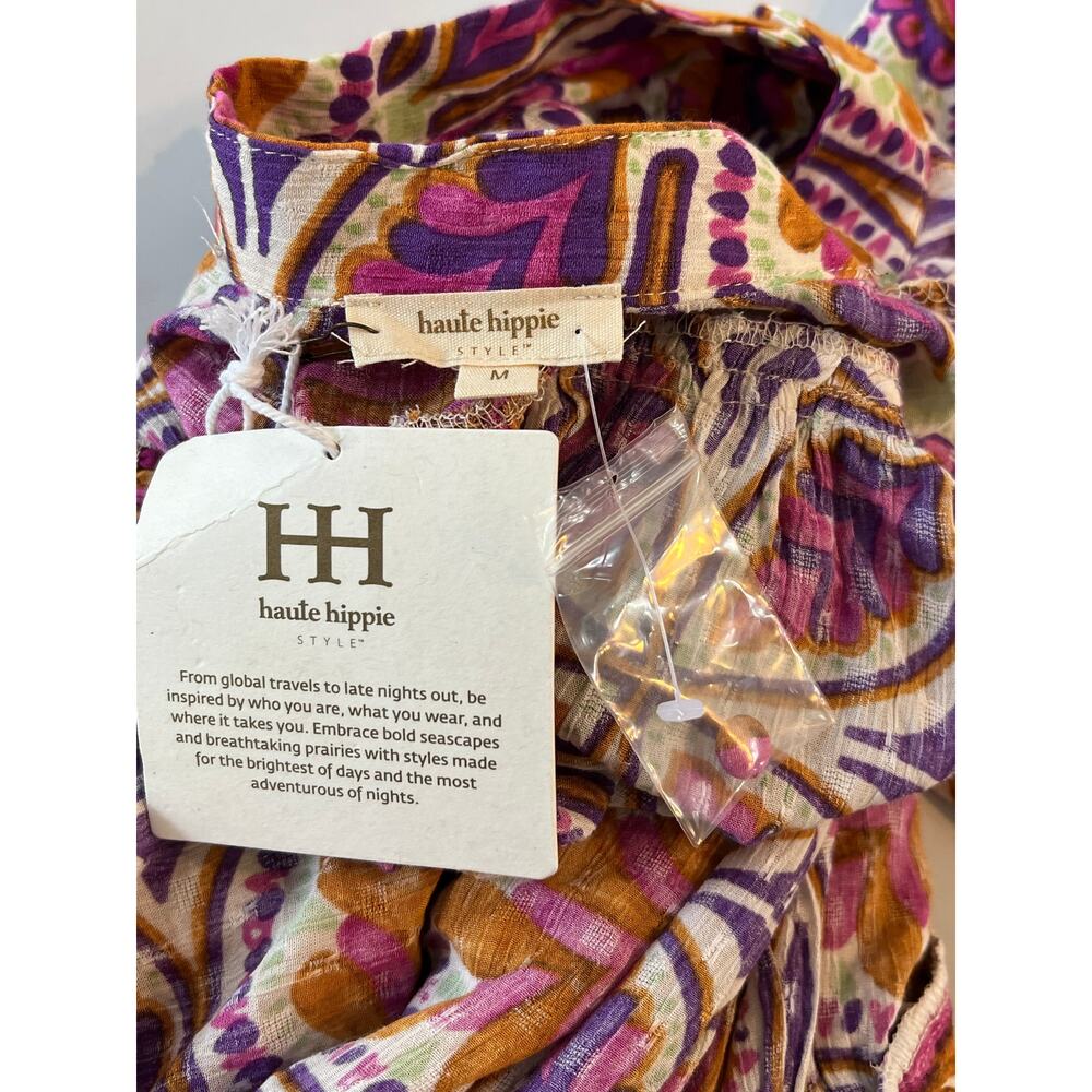 NWT Haute Hippie 2 pc Set Blouse Pants Womens Medium Floral Abstract Y2K Boho - Picture 2 of 15